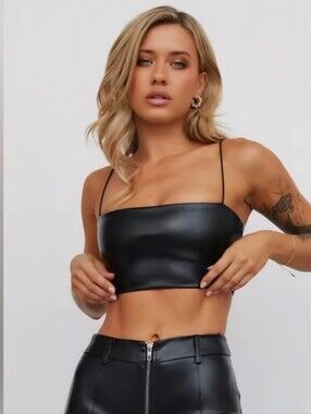 Hello Molly Vegan Leather Crop Top